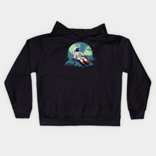Moon Day, Astronaut on the Moon Kids Hoodie