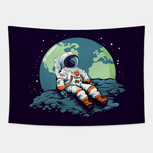 Moon Day, Astronaut on the Moon Tapestry by HolidayBug