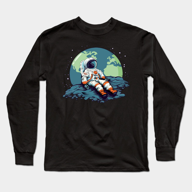 Moon Day, Astronaut on the Moon Long Sleeve T-Shirt by HolidayBug
