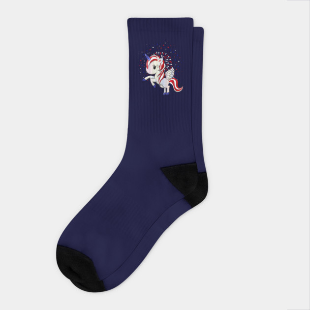 July 4 American Unicorn Pegasus Socks by HolidayBug