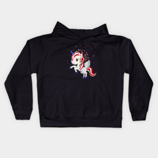 July 4 American Unicorn Pegasus Kids Hoodie