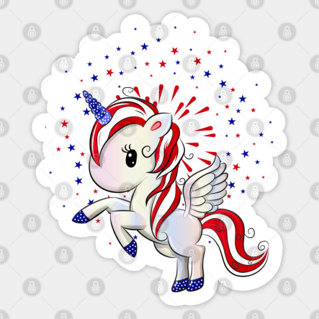 July 4 American Unicorn Pegasus Sticker by HolidayBug