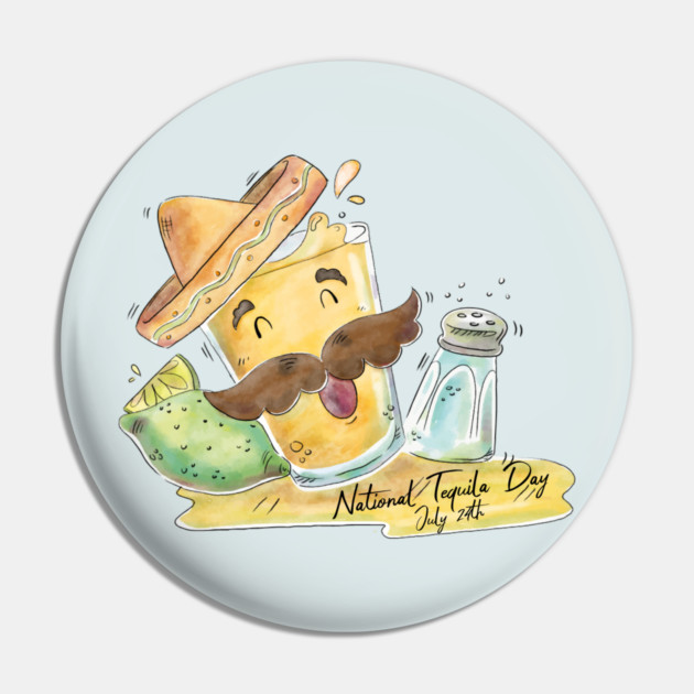 Watercolor National Tequila Day Pin by HolidayBug