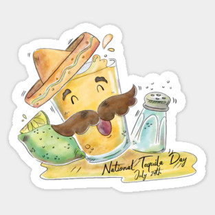 Watercolor National Tequila Day Sticker
