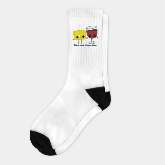National Wine and Cheese Day Socks by HolidayBug