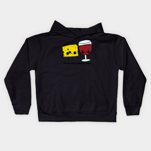 National Wine and Cheese Day Kids Hoodie by HolidayBug