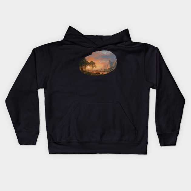 Vintage Coverage Wagons on Oregon Trail Kids Hoodie by HolidayBug