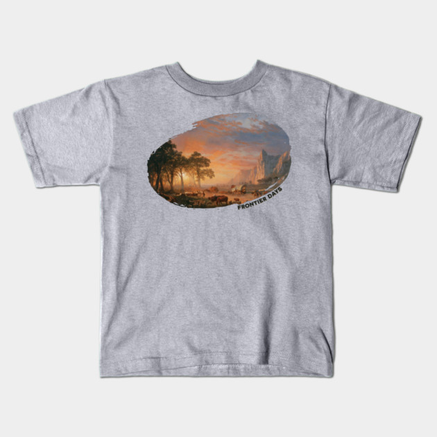 Vintage Coverage Wagons on Oregon Trail Kids T-Shirt by HolidayBug
