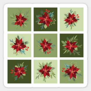 Patchwork Poinsettias Sticker