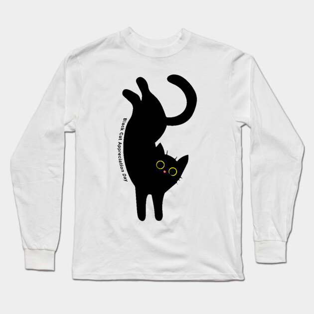 Black Cat Appreciation Day, cartoon Long Sleeve T-Shirt by HolidayBug