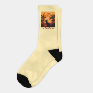 Retro Sunset International Cat Day Socks