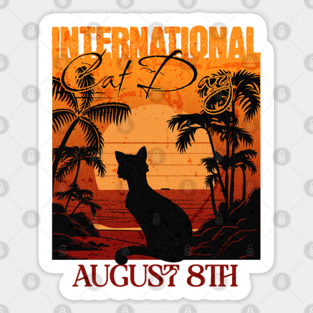 Retro Sunset International Cat Day Sticker by HolidayBug
