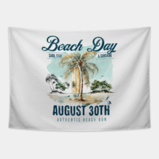 National Beach Day, vintage surfboard Tapestry
