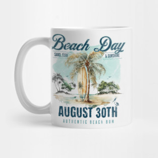 National Beach Day, vintage surfboard Mug