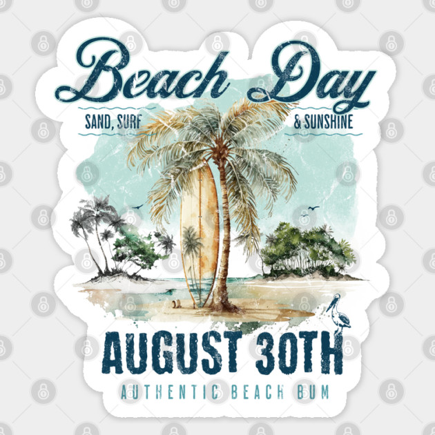 National Beach Day, vintage surfboard Sticker by HolidayBug