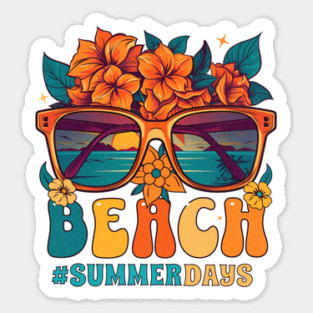 National Beach Day, tropical flowers Sticker