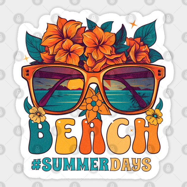 National Beach Day, tropical flowers Sticker by HolidayBug