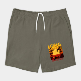 Retro Sunset National Dog Day Shorts