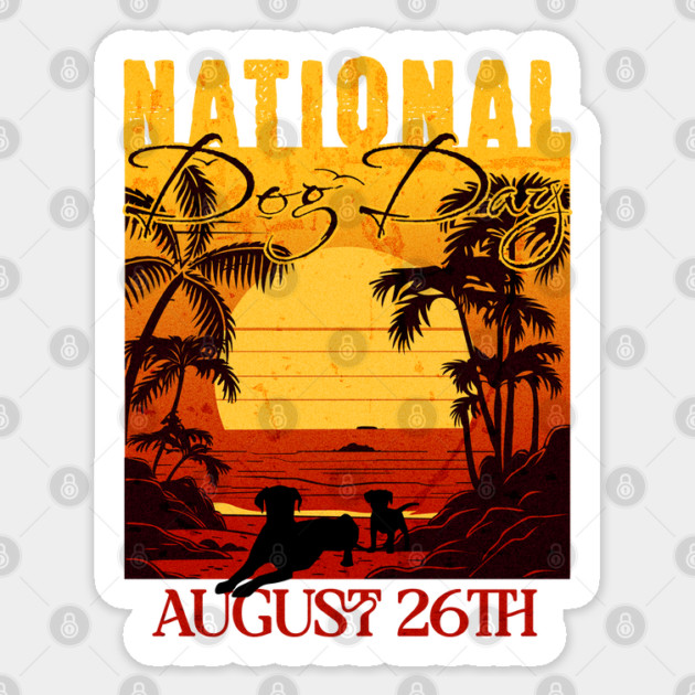 Retro Sunset National Dog Day Sticker by HolidayBug