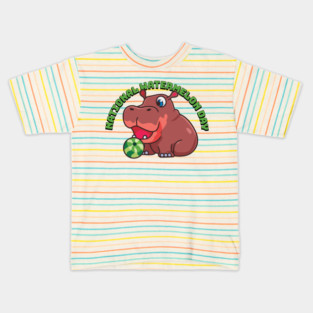 National Watermelon Day, hippo Kids T-Shirt