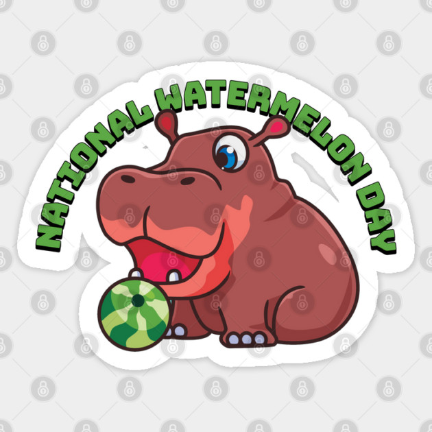 National Watermelon Day, hippo Sticker by HolidayBug