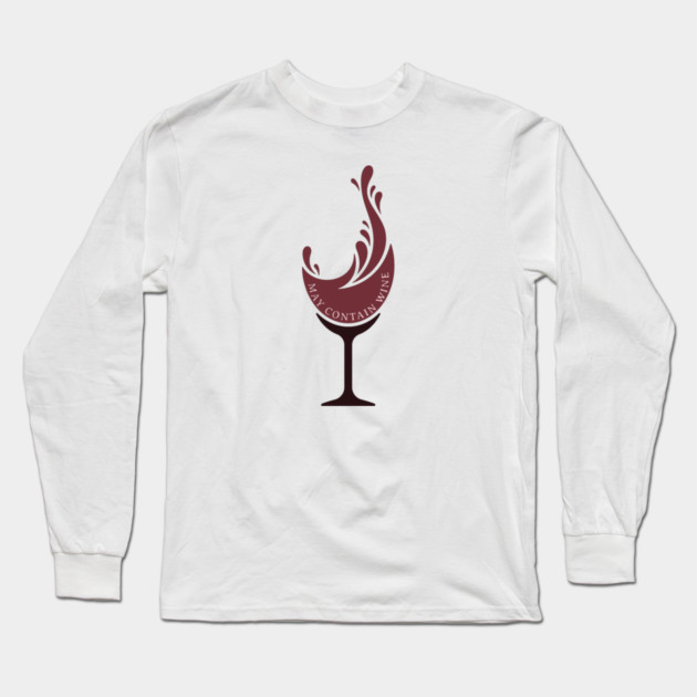 May Contain Wine, red Long Sleeve T-Shirt by HolidayBug
