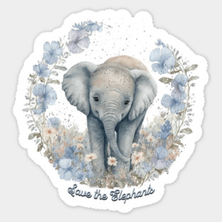 Save the Elephants, watercolor Sticker