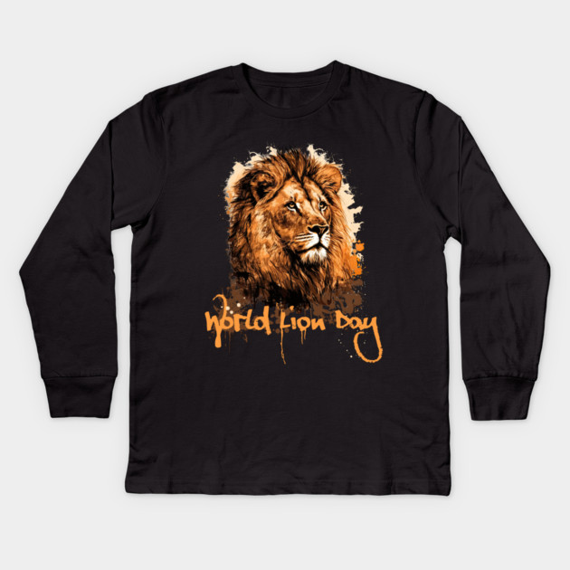 World Lion Day Kids Long Sleeve T-Shirt by HolidayBug