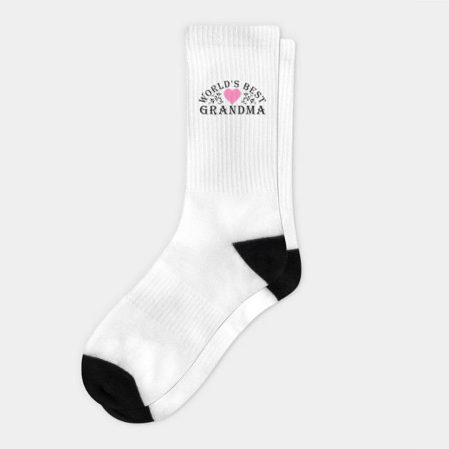 World's Best Grandma Pink Heart Socks by HolidayBug