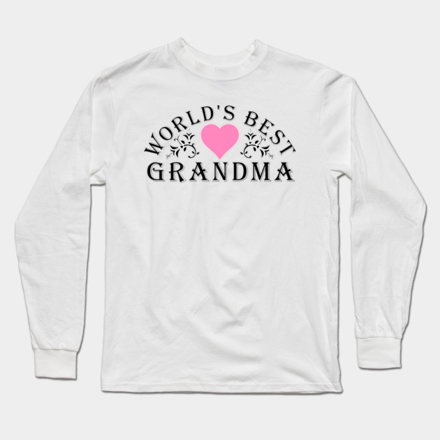 World's Best Grandma Pink Heart Long Sleeve T-Shirt by HolidayBug