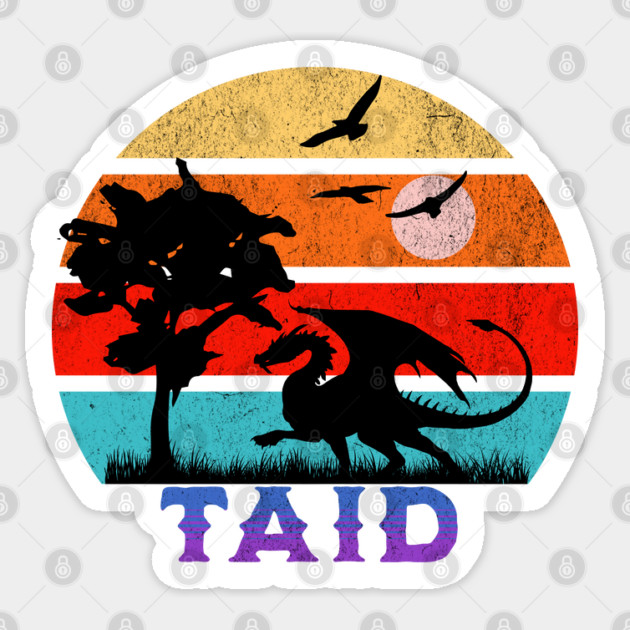 Taid Retro Sunset Dragon Grandfather Sticker by HolidayBug