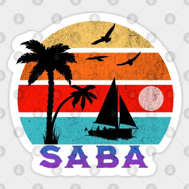Saba Retro Sunset Ocean Grandfather Sticker by HolidayBug