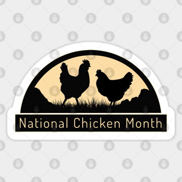 National Chicken Month, rooster and hen Sticker by HolidayBug