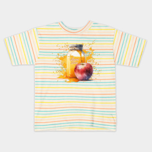 Watercolor Honey and Apple Shana Tova Kids T-Shirt