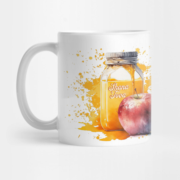 Watercolor Honey and Apple Shana Tova by HolidayBug