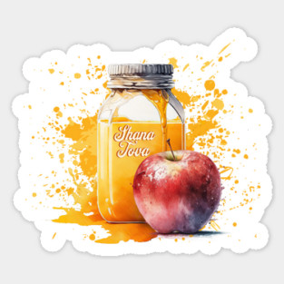 Watercolor Honey and Apple Shana Tova Sticker