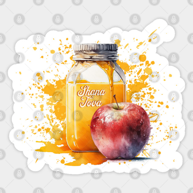 Watercolor Honey and Apple Shana Tova Sticker by HolidayBug