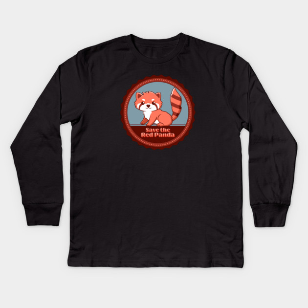 Save the Red Panda Kids Long Sleeve T-Shirt by HolidayBug