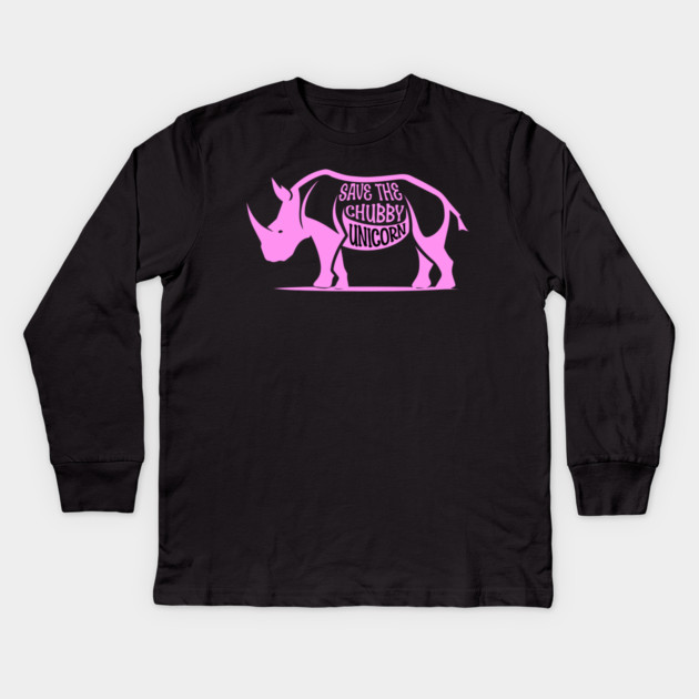 Save the Chubby Unicorn, World Rhino Day Kids Long Sleeve T-Shirt by HolidayBug