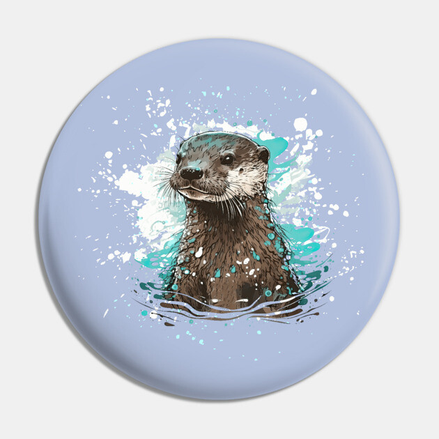 Watercolor Sea Otter Pin by HolidayBug