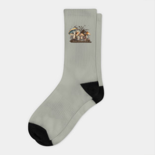 Watercolor National Mushroom Month Socks