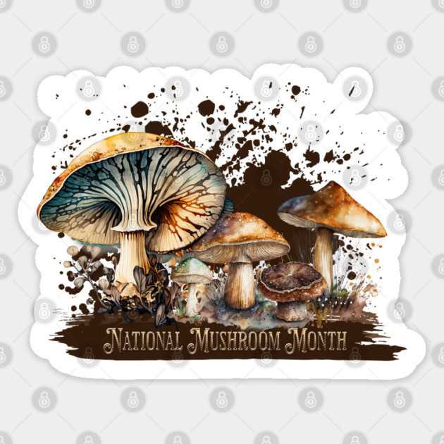 Watercolor National Mushroom Month Sticker by HolidayBug