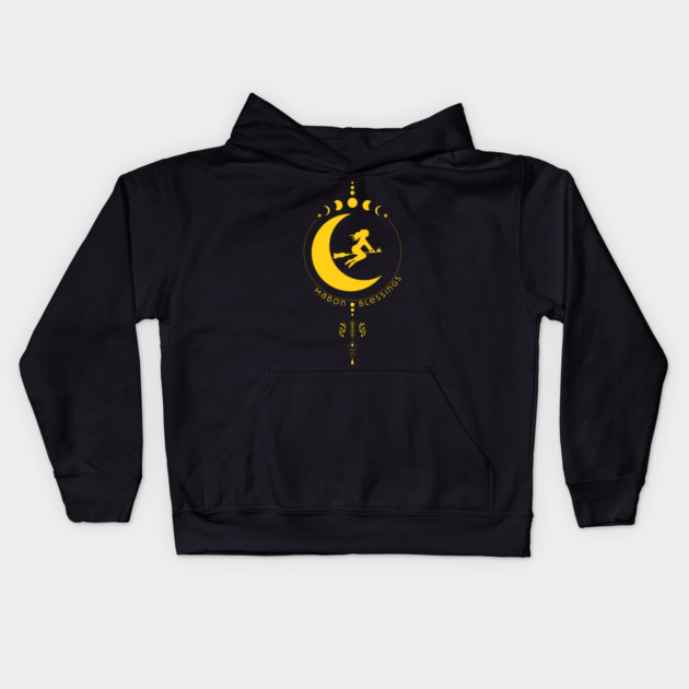Mabon Blessings, witch, moon, wheat Kids Hoodie by HolidayBug