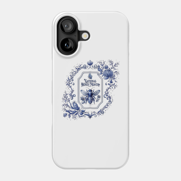Delft Blue Honey Bee & Flowers Phone Case by HolidayBug