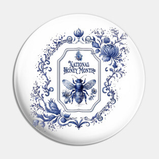 Delft Blue Honey Bee & Flowers Pin