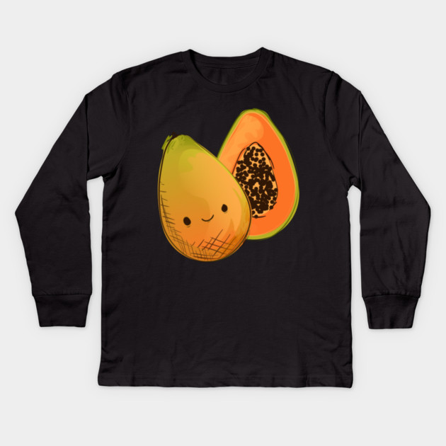 Cute Papaya Kids Long Sleeve T-Shirt by HolidayBug