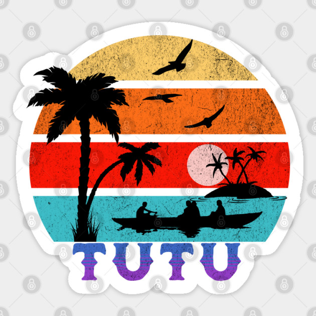 Tutu Retro Sunset Ocean Grandfather Sticker by HolidayBug