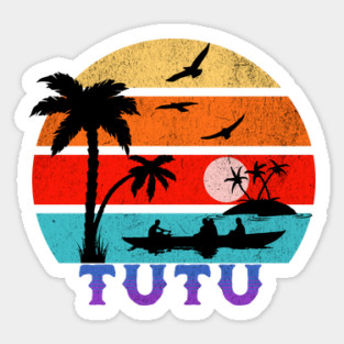 Tutu Retro Sunset Ocean Grandfather Sticker