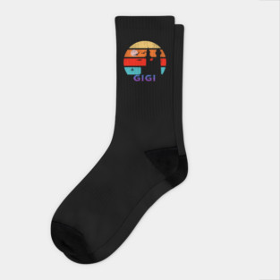 Gigi Retro Sunset Ocean Grandfather Socks