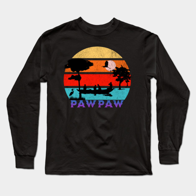 Pawpaw Retro Sunset Ocean Grandfather Long Sleeve T-Shirt by HolidayBug